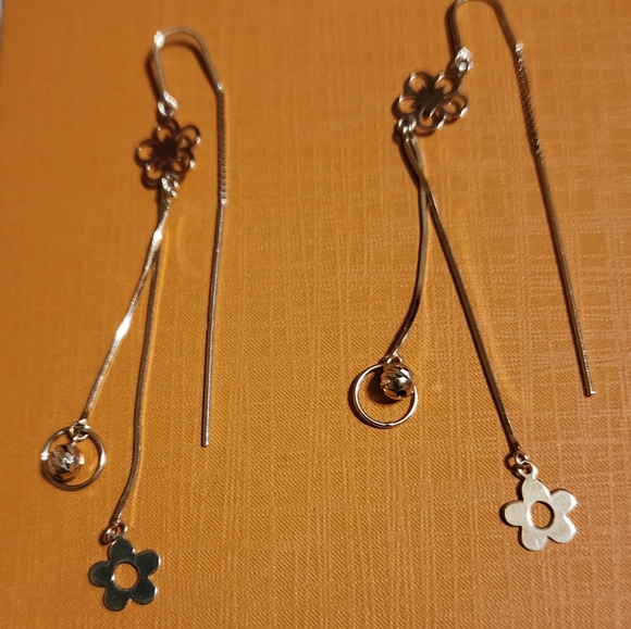 18k Solid Gold Long Earring NWT - Picture 11 of 12